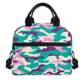 Pastel Teal And Purple Camouflage Print Insulated Lunch Bag