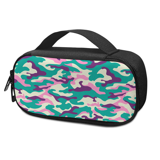 Pastel Teal And Purple Camouflage Print Insulin Cooler Travel Case