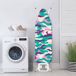 Pastel Teal And Purple Camouflage Print Ironing Board Cover