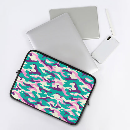 Pastel Teal And Purple Camouflage Print Laptop Sleeve