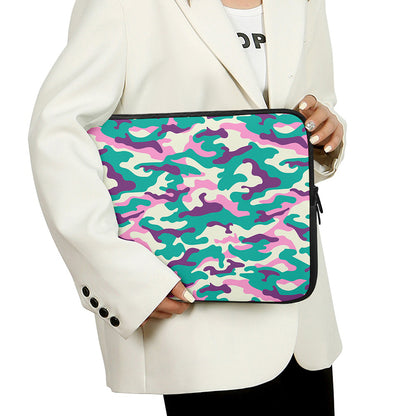 Pastel Teal And Purple Camouflage Print Laptop Sleeve