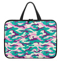Pastel Teal And Purple Camouflage Print Laptop Sleeve With Handle
