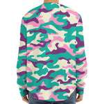Pastel Teal And Purple Camouflage Print Long Sleeve Baseball Jersey