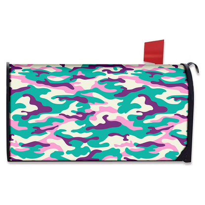 Pastel Teal And Purple Camouflage Print Mailbox Cover