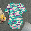 Pastel Teal And Purple Camouflage Print Men's Bodysuit