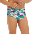 Pastel Teal And Purple Camouflage Print Men's Briefs