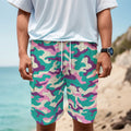 Pastel Teal And Purple Camouflage Print Men's Cargo Shorts