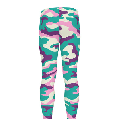 Pastel Teal And Purple Camouflage Print Men's leggings