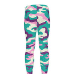 Pastel Teal And Purple Camouflage Print Men's leggings