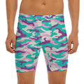 Pastel Teal And Purple Camouflage Print Men's Long Boxer Briefs