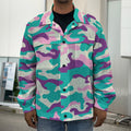 Pastel Teal And Purple Camouflage Print Men's Shirt Jacket