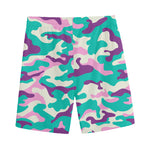 Pastel Teal And Purple Camouflage Print Men's Sports Shorts