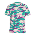 Pastel Teal And Purple Camouflage Print Men's Athletic T-Shirt