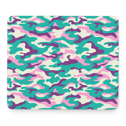 Pastel Teal And Purple Camouflage Print Mouse Pad