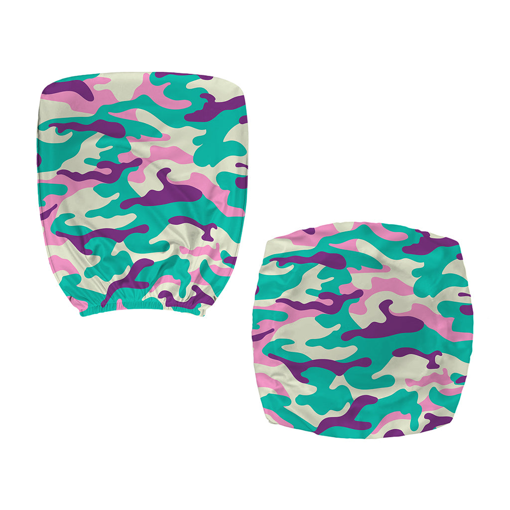 Pastel Teal And Purple Camouflage Print Office Chair Cover