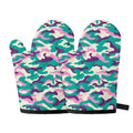 Pastel Teal And Purple Camouflage Print Oven Mitts