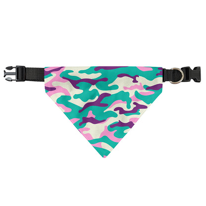Pastel Teal And Purple Camouflage Print Over The Collar Dog Bandana