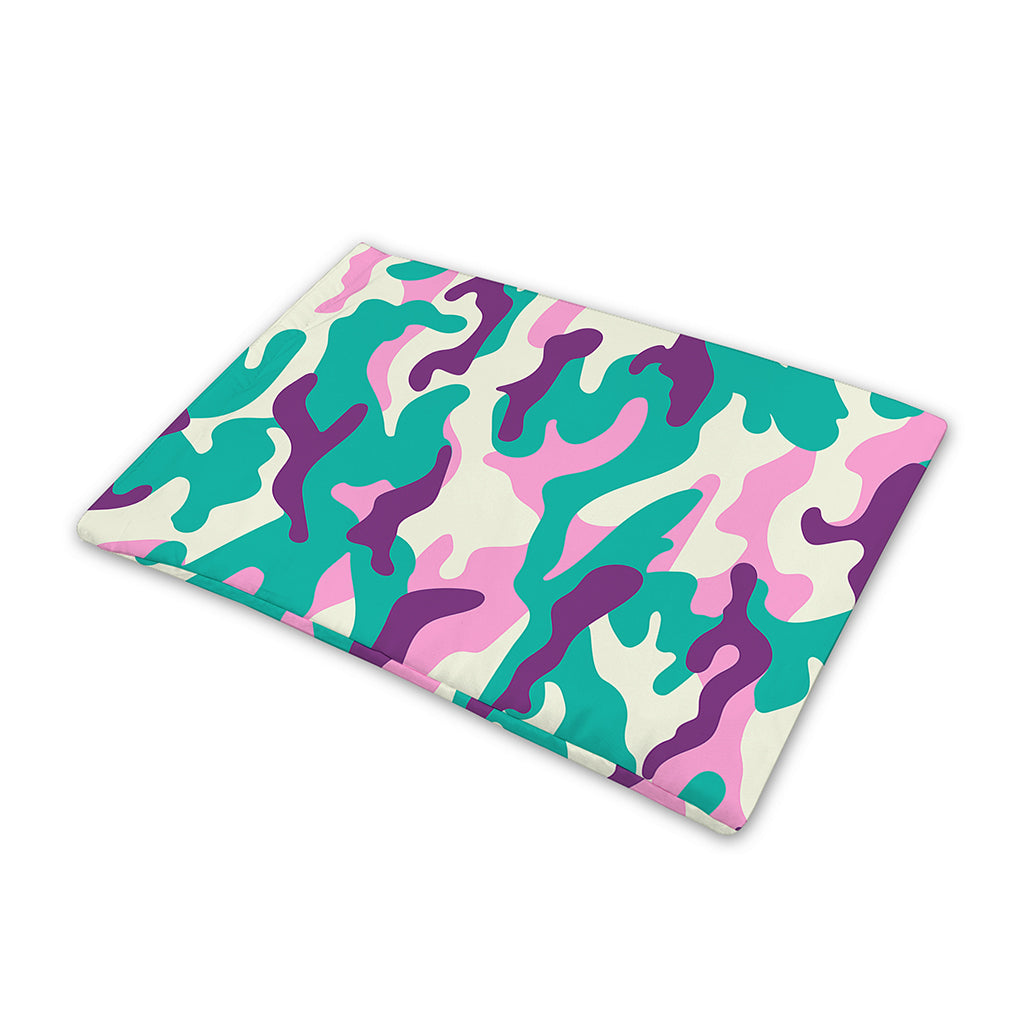 Pastel Teal And Purple Camouflage Print Pet Cooling Mat Cover