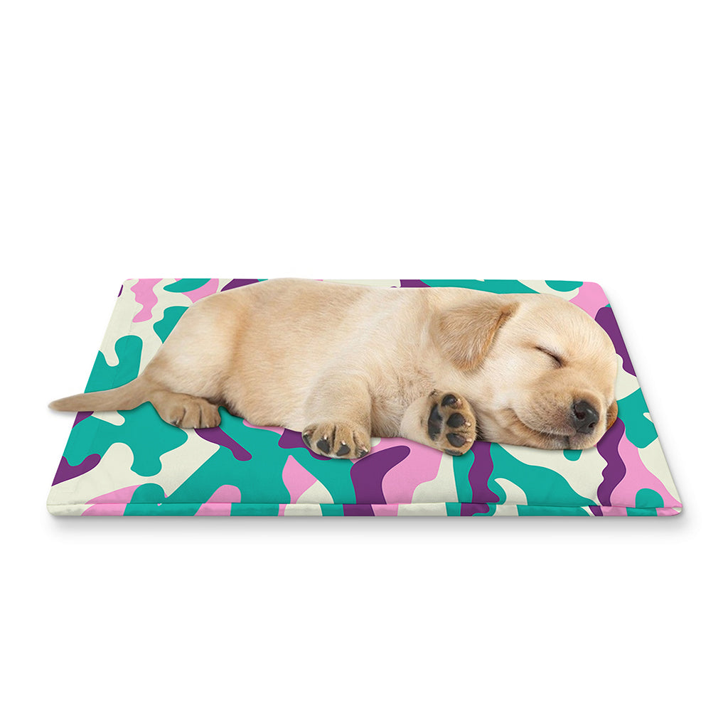 Pastel Teal And Purple Camouflage Print Pet Cooling Mat Cover