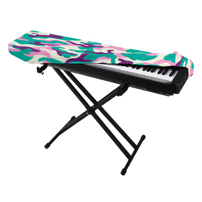 Pastel Teal And Purple Camouflage Print Piano Keyboard Cover