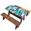 Pastel Teal And Purple Camouflage Print Picnic Table Cover