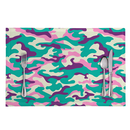 Pastel Teal And Purple Camouflage Print Placemat