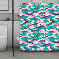 Pastel Teal And Purple Camouflage Print Polyester Shower Curtain