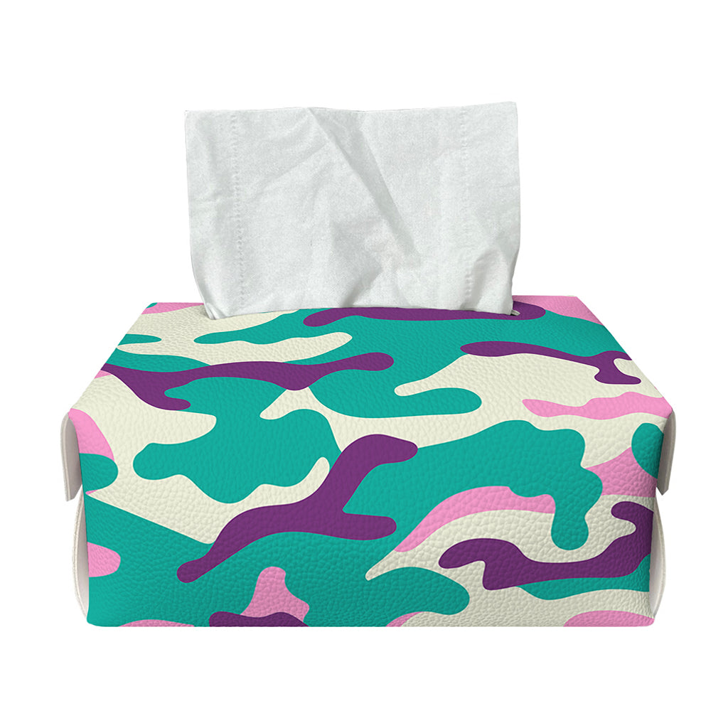 Pastel Teal And Purple Camouflage Print Rectangle Tissue Box Cover