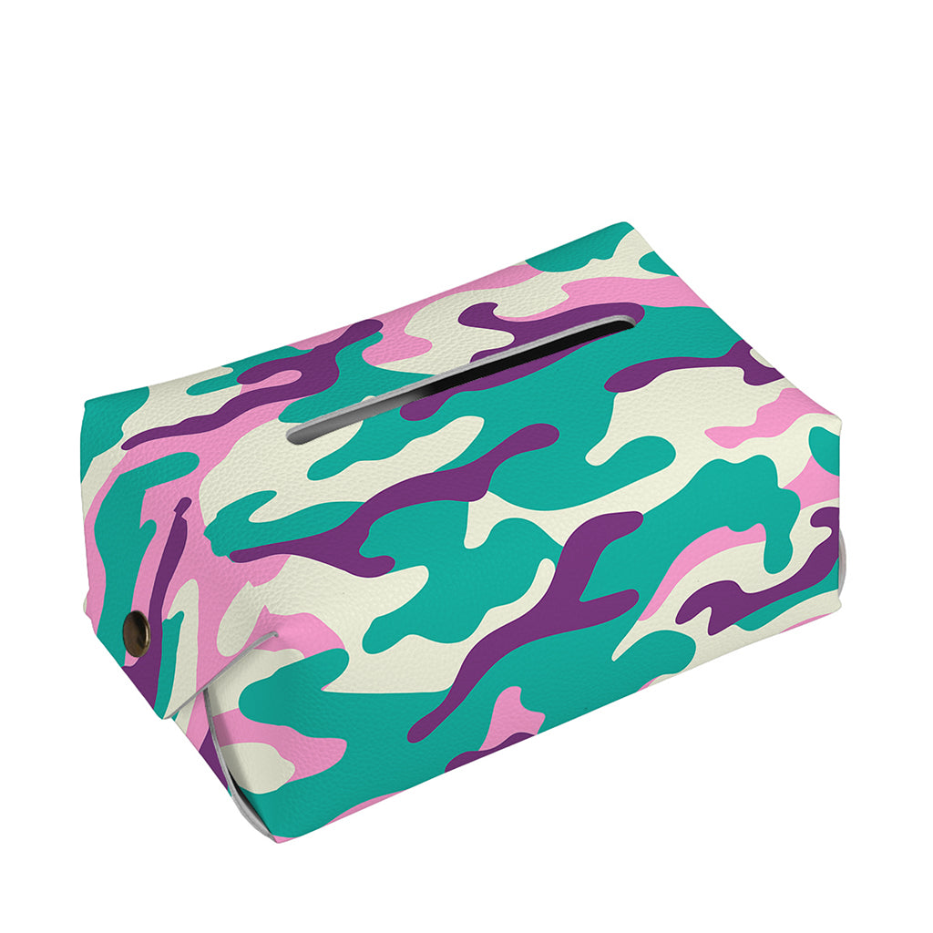 Pastel Teal And Purple Camouflage Print Rectangle Tissue Box Cover