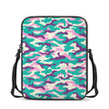 Pastel Teal And Purple Camouflage Print Rectangular Crossbody Bag