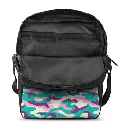 Pastel Teal And Purple Camouflage Print Rectangular Crossbody Bag