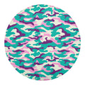 Pastel Teal And Purple Camouflage Print Round Blanket