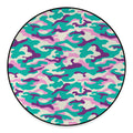 Pastel Teal And Purple Camouflage Print Round Floor Mat