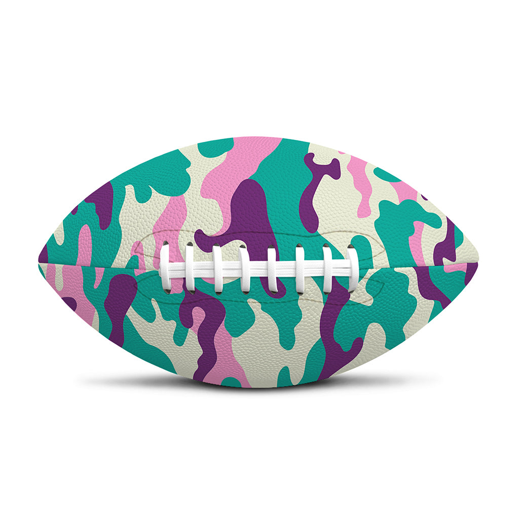 Pastel Teal And Purple Camouflage Print Rugby Ball