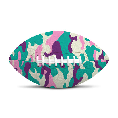 Pastel Teal And Purple Camouflage Print Rugby Ball