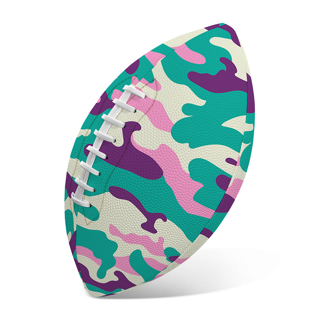 Pastel Teal And Purple Camouflage Print Rugby Ball