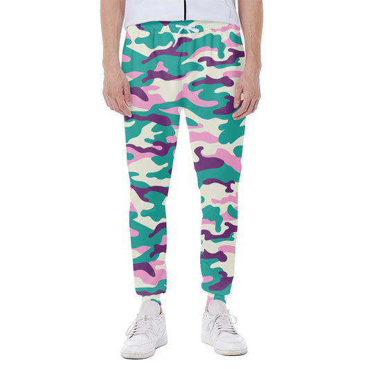 Pastel Teal And Purple Camouflage Print Scuba Joggers
