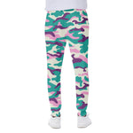 Pastel Teal And Purple Camouflage Print Scuba Joggers