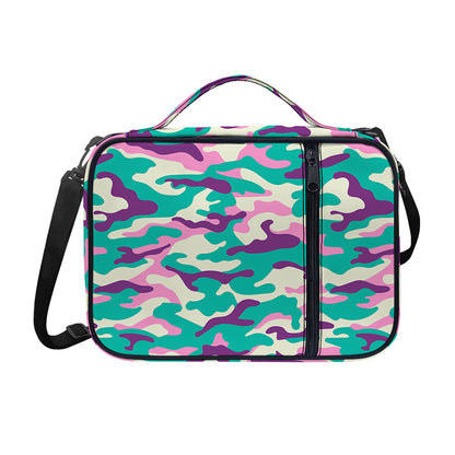 Pastel Teal And Purple Camouflage Print Shoulder Strap Bible Bag