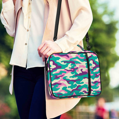 Pastel Teal And Purple Camouflage Print Shoulder Strap Bible Bag