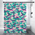 Pastel Teal And Purple Camouflage Print Shower Curtain