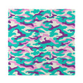 Pastel Teal And Purple Camouflage Print Silk Bandana