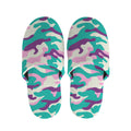Pastel Teal And Purple Camouflage Print Slippers