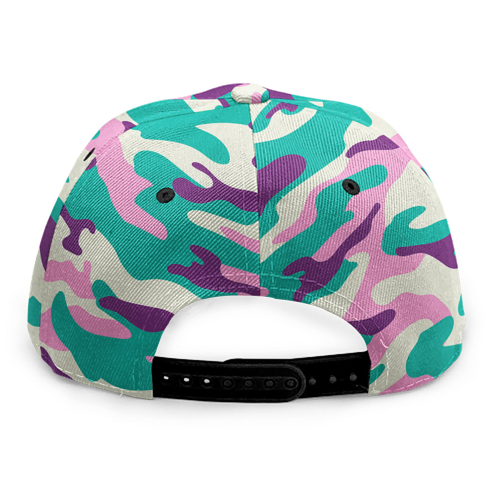 Pastel Teal And Purple Camouflage Print Snapback Cap
