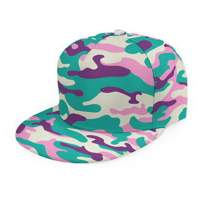 Pastel Teal And Purple Camouflage Print Snapback Cap