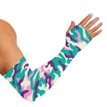 Pastel Teal And Purple Camouflage Print Sun Protection Arm Sleeves
