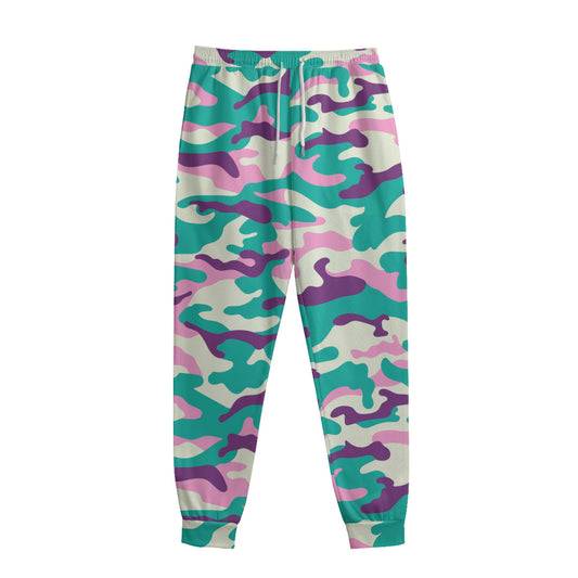 Pastel Teal And Purple Camouflage Print Sweatpants
