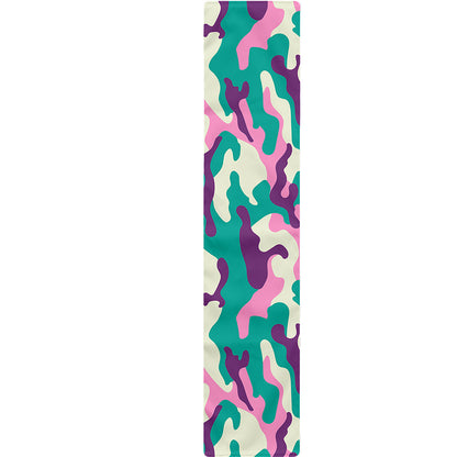 Pastel Teal And Purple Camouflage Print Table Runner