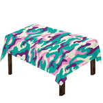 Pastel Teal And Purple Camouflage Print Tablecloth