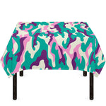 Pastel Teal And Purple Camouflage Print Tablecloth
